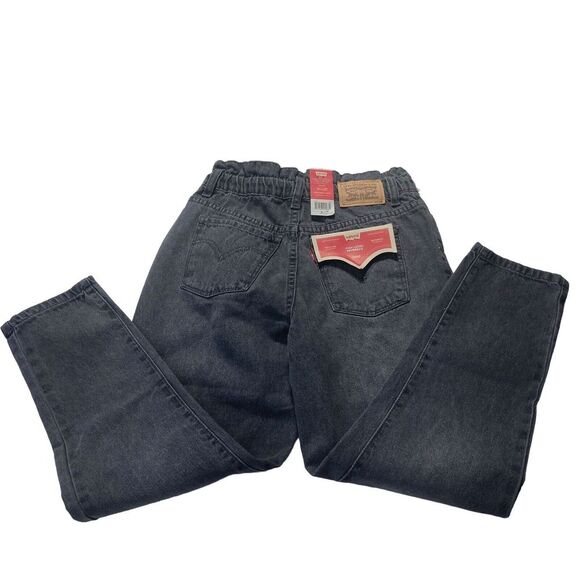 New Levi Strauss Size 10 R High Loose Paper bag Drawstring Dark Gray Kids - Picture 5 of 12